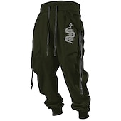 preiswerte Sweatpants-Schlange Vintage Herren 3D-Druck Jogginghose Trainingshose Jogginghose Jogger Hosen Hose Outdoor Strasse Casual Polyester Schwarz Weiß Grün S M L Mittlere Taillenlinie Elastizität Hose