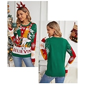 billiga Fula jultröjor-Anime Biskop Ful jultröja Pullover Jumper Snögubbe Rolig för Dam Vuxna 3D-utskrift för Jul Karnival Nyår Fest Ledigt / vardag