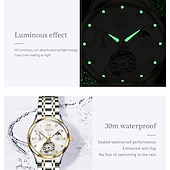 olcso Mechanikus órák-OLEVS Női Mechanikus óra Luxus Divat Üzlet Karóra Csontváz Automatikus önfelhúzós Tourbillon Fénylő ötvözet Néz