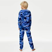 levne 3D sporty a hry pro chlapce-Chlapecké 3D maskování Sady nočního prádla Dlouhý rukáv 3D tisk Podzim Zima Aktivní Chladný Denní Polyester Děti 3-12 let Tričkový Domů Ležérní Vevnitř Běžný