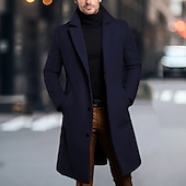 levne Pánský trenčkot-Pánské Zimní kabát Kabát Dlouhý trenčkot Venkovní Denní nošení Podzim zima 95 % polyester 5 % spandex Svrchní oděvy Oblečení Módní Šik ven Bez vzoru Klopa Dvouřadé