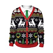 abordables Sudaderas y sudaderas con capucha divertidas-Navidad Sudadera Pullover Sudadera navideña divertida Impresión 3D Estampado 3D Gráfico Para Pareja Hombre Mujer Adulto Navidad Carnaval Mascarada Impresión 3D Fiesta