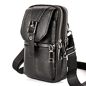 abordables Sacs pour homme-sac à bandoulière multi-poches en cuir pour homme – petit sac messager polyvalent avec bandoulière réglable pour les voyages et l&#039;utilisation quotidienne