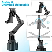 cheap Car Phone Holder-Car Cup Holder Tablet Phone Mount With Heavy Duty Cupholder Base Adjustable Tablet Phone Holder For Car/Truck Compatible With 4-13inch Tablets All Cellphones