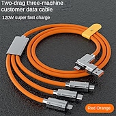 voordelige Mobiele telefoonkabels-USB C-kabel Bliksemkabel 100W 3.9ft USB A naar USB C USB A naar Lightning USB A naar micro B 6 A Snellader Hoge gegevensoverdracht 3 in 1 Voor Macbook iPad Samsung Mobiele telefoonaccessoire