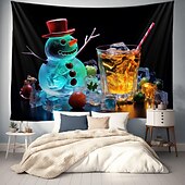 billiga jul gobeläng hängande-juldekorationer blacklight gobeläng uv reaktivt sken i mörkret snögubbe xmas trippy bar dimmigt hängande gobeläng väggkonst väggmålning för vardagsrum sovrum