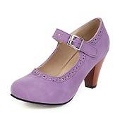 cheap Block Heels-Women&#039;s Vintage Brown Mary Jane Pumps with Buckle Strap and Block Heel - Perfect for Office and Casual Wear
