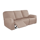 abordables Funda para sillón reclinable-Fundas reclinables impermeables, funda de sofá suave antideslizante color burdeos con bolsillo para sofá de 1/2/3/4 plazas, protector de muebles reclinables de jacquard elástico de licra lavable para