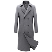 abordables Manteaux &amp; vestes-Homme Manteau d&#039;hiver Manteau laine Caban Entreprise Casual Printemps Automne Hiver Laineux Chaud Respirable Vêtements d&#039;extérieur Vêtement Tenue Décontractées Couleur unie Poche Col rabattu Double
