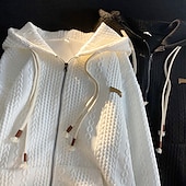 tanie Bluza sportowa z kapturem-damska bluza z kapturem zapinana na zamek, aktywna odzież sportowa, teksturowana, jednokolorowa, sportowa, swobodna, bluza z kapturem zapinana na zamek, przednia kieszeń ze ściągaczem, długi rękaw,