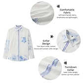 economico Modello di piante-Per uomo Floreale Stampe Grafiche Camicia Manica Corta Sport Moda Streetwear Quotidiano All'aperto Weekend Estate Primavera Collo ripiegato Stampato Blu Giallo Rosso Verde Azzurro