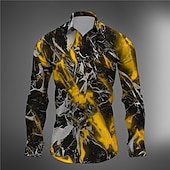 abordables Forme Géométrique-Homme 3D Print Formes Géométriques Chemise Chemise boutonnée manche longue Abstrait Usage quotidien Sortie Fin de semaine Automne hiver Col rabattu Imprimer Bouton bas Jaune Rouge Bleu Violet Vert