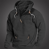 cheap Basic Hoodies-Men&#039;s Hoodie Quarter Zip Hoodie Tactical Black Army Green Blue Brown Hooded Color Block Zipper Sports &amp; Outdoor Daily Holiday Corduroy Streetwear Cool Casual Spring &amp;  Fall Clothing Apparel Hoodies