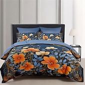 cheap Duvet Cover Sets-Floral Pattern Duvet Cover Set Comforter Set,Printed Comforter Cover Cotton Bedding Sets With Envelope Pillowcase,  Room Decor King Queen Duvet Cover