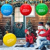 economico luci di Natale all&#039;aperto-Palla Inflabile di Natale da 24 Pollici con Luce Grandi Ornamenti Natalizi Decorazione Esterna Palla PVC Gonfiabile per Decorazioni Natalizie all&#039;aperto Palloncini Colorati per Albero di Natale