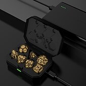 Недорогие игры и аксессуары-Светодиодные светящиеся кости DND, набор из семи предметов «Дракон и подземелье», теплый дышащий свет