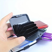 cheap Storage &amp; Organization-Aluminum Bank Card Holder Blocking Hard Case Wallet Solid Credit Card Anti-RFID Scanning Protect Card Holder