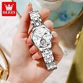 olcso Mechanikus órák-OLEVS Női Mechanikus óra Luxus Divat Üzlet Karóra Csontváz Automatikus önfelhúzós Tourbillon Fénylő ötvözet Néz