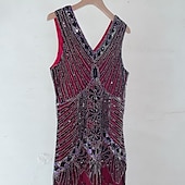 olcso Öltözetek-Retró Ordító 20-as évek 1920-as évek Flapper ruha Szerepjáték Jelmezek Felszerelések A nagy Gatsby Esküvői Vendég Flitter Rojt Női Karácsony Mindszentek napja Farsang Halloween Buli / Este Esküvői