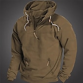 cheap Basic Hoodies-Men&#039;s Hoodie Quarter Zip Hoodie Tactical Black Army Green Blue Brown Hooded Color Block Zipper Sports &amp; Outdoor Daily Holiday Corduroy Streetwear Cool Casual Spring &amp;  Fall Clothing Apparel Hoodies