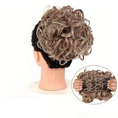 abordables Queue-de-cheval-mariée gros chignon en désordre, chignon bouclé synthétique avec clips de peigne, queue de cheveux couverture chignon extension de queue de cheval faux cheveux naturels