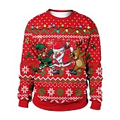 abordables Sudaderas y sudaderas con capucha divertidas-Navidad Sudadera Pullover Sudadera navideña divertida Impresión 3D Estampado 3D Gráfico Para Pareja Hombre Mujer Adulto Navidad Carnaval Mascarada Impresión 3D Fiesta