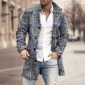 preiswerte Herren-Blazer &amp; -Anzüge-Herren Wintermantel Mantel Trenchcoat Outdoor Freizeitskleidung Herbst Winter Polyester Oberbekleidung Bekleidung Modisch Strassenmode Geometrisch Kargen Einreihiger Verschluss