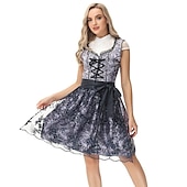 billige Dirndl-Oktoberfest Dirndl Trachtenkleader Oktoberfest / øl bayerske bayerske Wiesn Tradisjonell stil Enger Dame Tradisjonell stil klut Genser Kjole Forkle