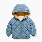 levne Chlapecká péřová bunda a parka-Děti Unisex Mikina s kapucí Svrchní oděvy Dětská bunda Puffer Jacket Pevná barva Dlouhý rukáv Zip Kabát Venkovní Bavlna Rozkošný Denní Bavlněný kabát ve tvaru diamantu-béžový Fleece bavlněný kabát ve