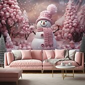 billige hengende juleteppe-juledekorasjoner snømann snøfnugg hengende billedvev veggkunst xmas stor billedvev veggmaleri dekor fotografi bakteppe teppe gardin hjem soverom stue dekorasjon