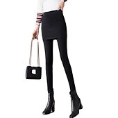 economico Leggings semplici-Per donna Ghette Di tendenza Streetwear Lunghezza intera Vita alta Liscio 2 in 1 Taglio alto Tenere al caldo Morbido Comodo Media elasticità Esterno Strada Giornaliero Grigio chiaro Grigio scuro Nero
