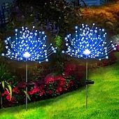 olcso Pathway Lights &amp; Lanterns-2db napelemes kert 8 világítási módú csillagsugárzó lámpák, vízálló napenergiával működő tűzijáték lámpák kültéri dekorációhoz, 120 led csillagszóró füzér az udvari ösvényen, Valentin-napi parti