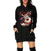 olcso Vicces karácsonyi pulóverek és pulóverek-Karácsony Mikulás Ruhák Kapucnis felsőrész Pullover Klasszikus Alap Kawaii Kompatibilitás Női Felnőttek Karácsony Újév 3D nyomtatás Hétköznapi