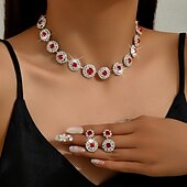 economico Parure di gioielli-Set di gioielli 2 pezzi Strass Lega 1 collana Orecchini Per donna Di tendenza Moda Semplice geometrico Di forma geometrica Parure di gioielli Per Matrimonio Feste Invitati del matrimonio