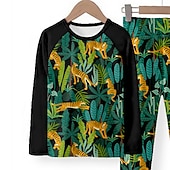 ieftine Animale 3D pentru băieți-Băieți 3D Tigru Seturi de pijamale Manșon Lung Tipărire 3D Toamnă Iarnă Modă Misto Zilnic Copii 3-12 ani Stil Nautic Casă Casual Interior Fit regulat