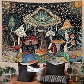 billige Trippy billedvev-soppteppe brennende solteppe hippieøyne billedvev mandala vinstokker billedvev månefase veggteppe veggtepper for rommet