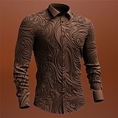 abordables Música y guitarras-Hombre Tótem Camisa Abotonar la camisa Manga Larga Vintage Gótico Exterior Víspera de Todos los Santos Calle Otoño invierno Cuello Vuelto Botones Estampado Negro Morado Verde Trébol Color Caquí