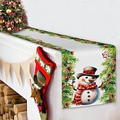 baratos Decoração de Natal-corredor de mesa vermelho, decoração de mesa sazonal em estilo fazenda de férias de inverno