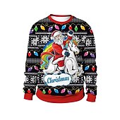 abordables Sudaderas y sudaderas con capucha divertidas-Papá Noel Sudadera Pullover Sudadera navideña divertida Impresión 3D Estampado 3D Bolsillo delantero Gráfico Para Pareja Hombre Mujer Adulto Navidad Carnaval Mascarada Impresión 3D Fiesta
