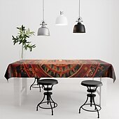 abordables Manteles-Mantel rectangular para mesa, manteles lavables resistentes a las arrugas para reuniones familiares, mesa de comedor