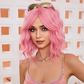 Χαμηλού Κόστους Συνθετικές Trendy Περούκες-ξανθές περούκες bob για γυναικεία συνθετική περούκα κυματιστά σγουρά μαλλιά με κτυπήματα για καθημερινή χρήση