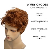 preiswerte Trendige synthetische Perücken-Männer Perücken kurze orange Perücke synthetische hitzebeständige natürliche Halloween Cosplay Haarperücke Weihnachtsfeier Perücken