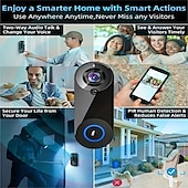 olcso Videós kaputelefonok-wifi csengő továbbfejlesztett csengő kamera vezeték nélküli 2.4g wifi intelligens ajtócsengő éjjellátó funkcióval pir érzékelő emlékeztető támogatás 32g tf kártya fényképezésre alkalmas kaputelefon
