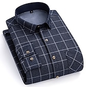 preiswerte Herren-Oberhemden-Herren Oberhemd Kariertes Hemd trachtenhemd Kragenhemd Fleece-Shirt Knopfhemd Overshirt Plaid / Karomuster Hochzeit Party A B C D Langarm Quadratischer Ausschnitt Winter Bekleidung Warm