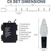 abordables Guirlandes lumineuses à brancher-lumières de Noël 16,4 pieds 50 LED C6 lumières de Noël 5 m avec fonction de synchronisation prise étanche et connectable pour la décoration de jardin de fête à la maison décorations de Noël en plein