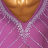 olcso Latin tánc ruházat-Latin tánc Egzotikus táncruházat Latin salsa tánc Ruha Rojt Kristályok / Strasszok Női Teljesítmény Hétköznapi viselet Hosszú ujj Spandex