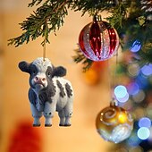 olcso Díszek-10db/set Karácsonyi Fenyőfa Díszek Tehén Függő Dekorációk Cuki Tehén Karácsonyi Dísz 2025 Új 2D Akryl Kézműves Függő Dísz Új Évi Ünnepi Party Kellékek Szoba Függő Dekor