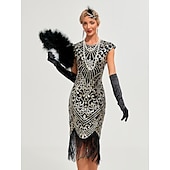 olcso Ruhák-Ordító 20-as évek 1920-as évek Koktélruha Flapper ruha Ruhák Karácsonyi party ruha A nagy Gatsby Charleston Esküvői Vendég Flitter Rojt Jelmez Női Karácsony Mindszentek napja Farsang Farsang Esküv