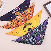 baratos Bandanas e Chapéus-Cachorros Gatos Bandana de Cachorro Acessórios para babadores triângulo Moda Engraçado Respirável Macio Lavável Confortável Festa dia das Bruxas De Cama Casual / Diário Festival Roupas para cães for