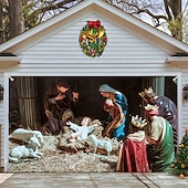 お買い得  屋外装飾-クリスマスガレージドアバナー、屋内屋外クリスマス休暇、幸せな背景、装飾カバー、クリスマス新年あけましておめでとうございますバナー、大型ドアカバー、クリスマス装飾